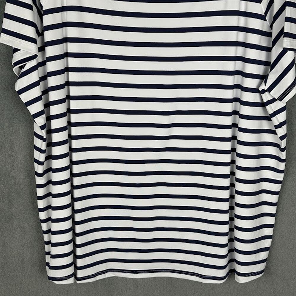 Talbots Top Womens 3X Navy White Striped Stretch Preppy Coastal Resort Nautical - Picture 3 of 12